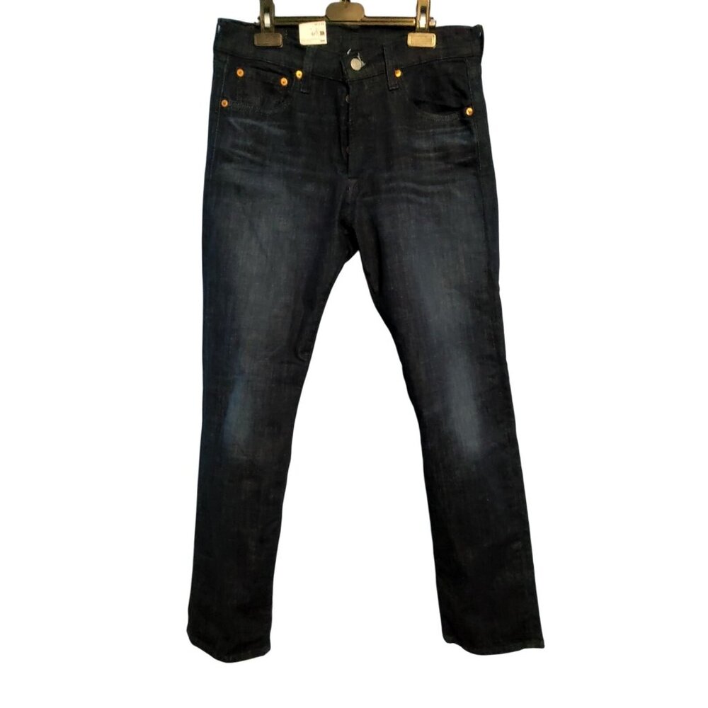 NEW Levis 501 Original Fit 30x32 100% Cotton Dark Wash Denim Jeans Black Button - Picture 2 of 11